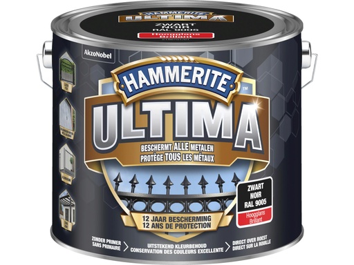 [HT5623256] Hammerite Ultima metaallak hoogglans 2,5l zwart