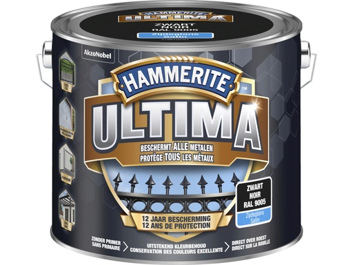 [HT5623278] Hammerite Ultima metaallak zijdeglans 2,5l zwart