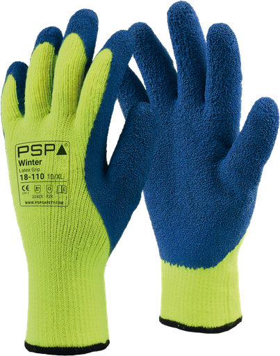 [2.1.18.110.10] PSP WERKHANDSCHOENEN WINTER LATEX GEEL/BLAUW MAAT 10