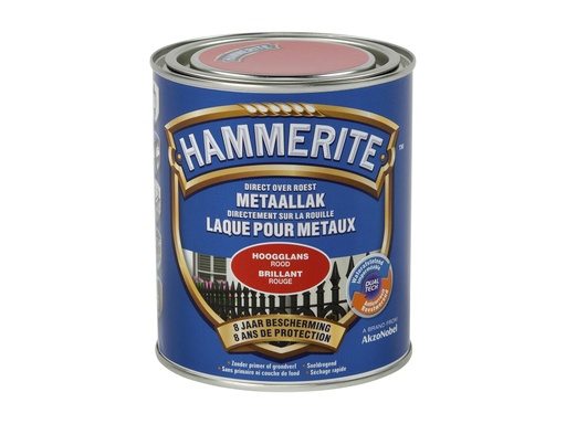 HAMMERITE METAALVERF HOOGGLANS ROOD 750ml