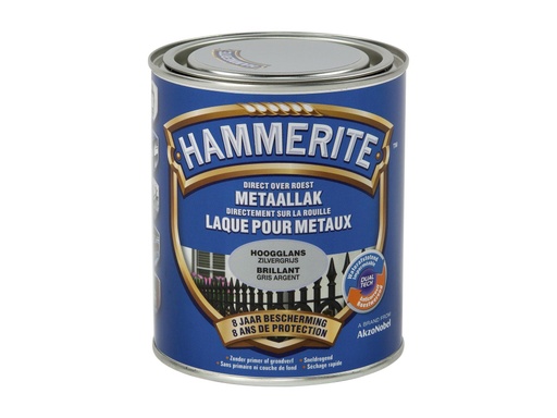 HAMMERITE METAALVERF HOOGGLANS ZILVERGRIJS 750ml