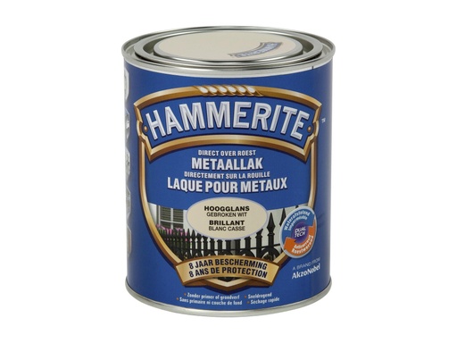 HAMMERITE METAALVERF HOOGGLANS GEBROKEN WIT 750ml