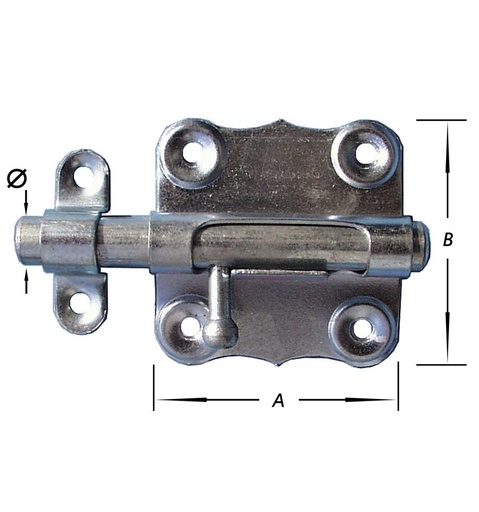 [S-1100-12-35] Amerikaanse Grendel Verzinkt 35mm