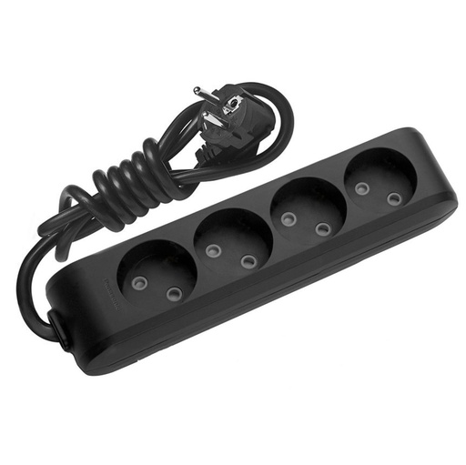 [PA6412 3] Panasonic Stekkerblok 4-Voudig + Schakelaar + 1,5M Snoer Zwart