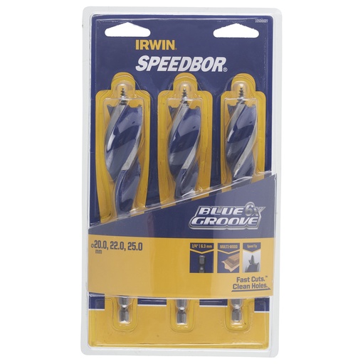 [10506627] IRWIN Houtboor Blue Groove 3-delig set Ø20/22/25 X150mm