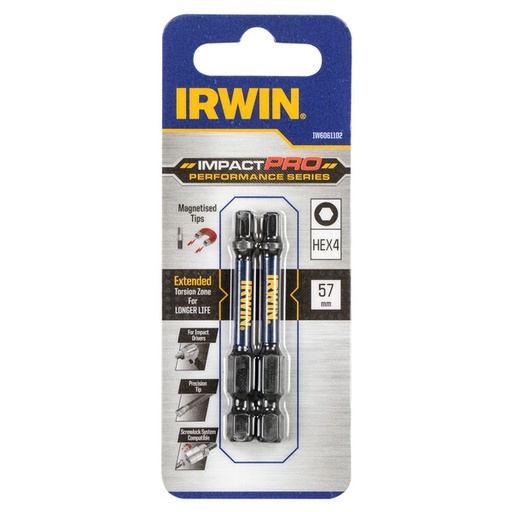 [IW6061102] IRWIN Bits Impact Pro 57mm HEX4 - 2PCS