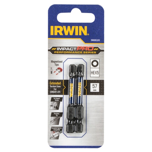 [IW6061103] IRWIN Bits Impact Pro 57mm HEX5 - 2PCS
