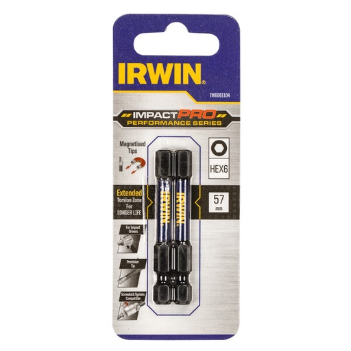 [IW6061104] IRWIN Bits Impact Pro 57mm HEX6 - 2PCS