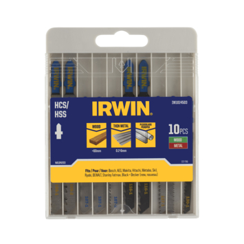 [IW1014503] IRWIN Set Decoupeerzaagbladen met T-aansluiting, Mixed voor Hout en Metaal 10-Delig
