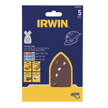 [IW8083405] IRWIN Set Schuurstroken Handpalm 130x90mm Standaard Mix K80/K180/K240