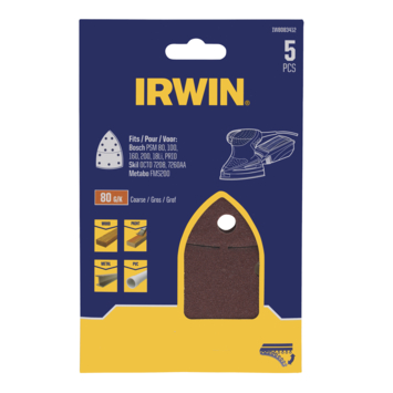 [IW8083412] IRWIN Schuurvel voor Multischuurmachines Bosch, SKIL, LUX en METABO Zelfklevend K80