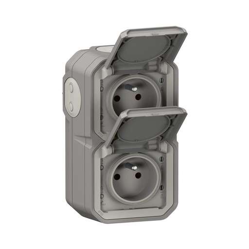 [0038 70013] Legrand Plexo Stopcontact 2P+Aarding Tweevoudig Vertikaal IP55
