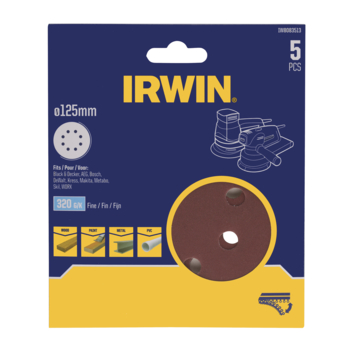 [IW8083513] IRWIN Schuurschijf Rond Ø125mm Zelfklevend K320 5 PCS