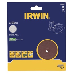 [IW8083517] IRWIN Schuurschijf Rond Ø150mm Zelfklevend K120 5PCS
