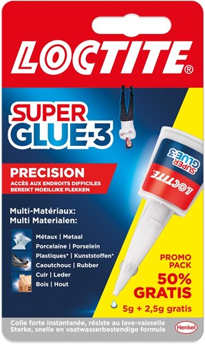 Loctite secondenlijm Precision 'Super Glue-3' 5gr+2,5gr gratis