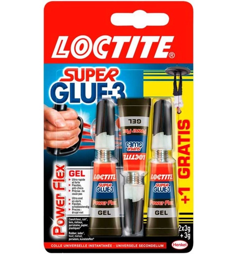 Loctite secondenlijm Power Gel 'Super Glue-3' 3gr 2+1gratis