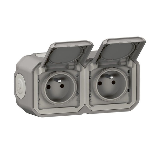 [0038 70005] Legrand Plexo Stopcontact 2P+Aarding Tweevoudig Horizontaal IP55