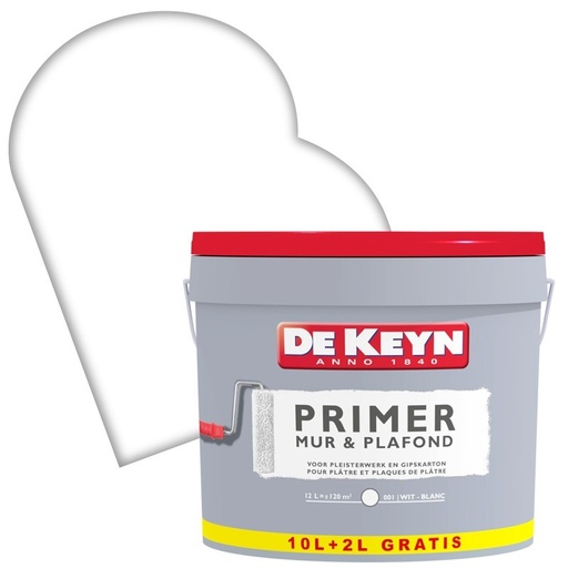 DE KEYN PRIMER MUR&PLAFOND WIT MAT PROMO PACK 12L