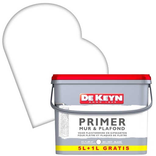DE KEYN PRIMER MUR&PLAFOND WIT MAT PROMO PACK 6L