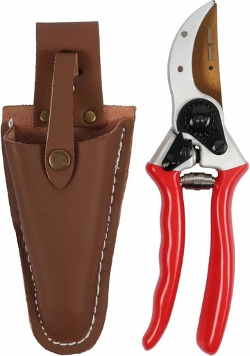 [SQ53] Snoeischaar – Titanium – Voorbijsnijdend – High Quality – Met lederen holster – 21 cm
