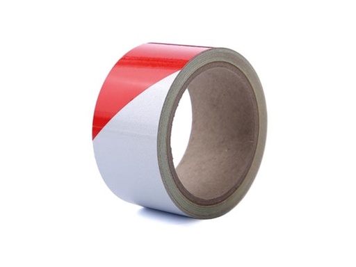 [PT-RF5X10RW] Reflecterende tape 5cm x 10m - rood/wit