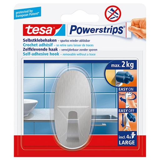 [1059016] TESA POWERSTRIPS LARGE METAAL OVAAL