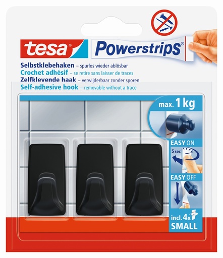 [1072302] TESA POWERSTRIPS HAAK S  ZWART 2Kg
