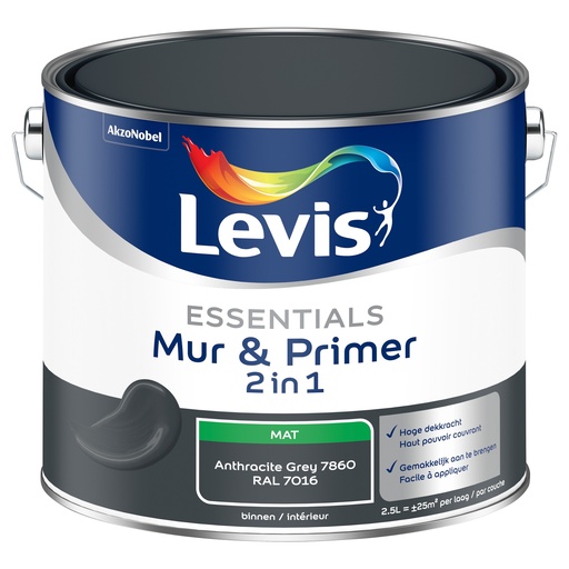[LV5881221] Levis Essentials Mur&Primer 2.5L Anthracite Grey