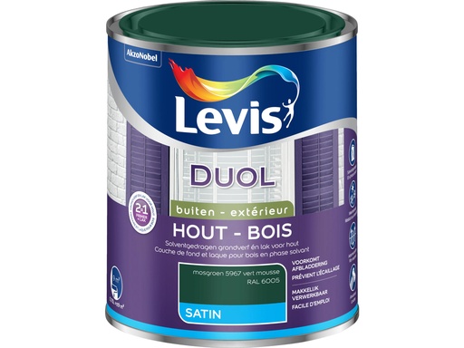 Levis Duol Lak & Primer 2 in 1 Zijdeglans Mosgroen 750 ml