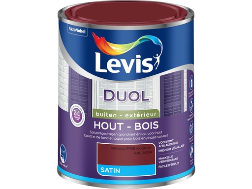 Levis Duol Lak & Primer 2 in 1 Zijdeglans Wijnrood 750 ml