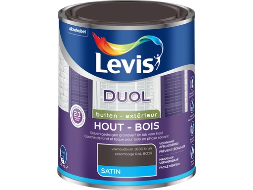 Levis Duol Lak & Primer 2 in 1 Zijdeglans Vakhoutbruin 750 ml
