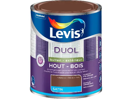 Levis Duol Lak & Primer 2 in 1 Zijdeglans Notenbruin 750 ml