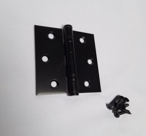 [S-4020-18-3] Deurscharnier - Platknop Zwart+Schroeven - 75mm 3st