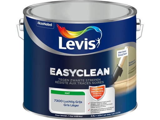 Levis EasyClean Muurverf tegen Zwarte Strepen Mat 2,5l Luchtig Grijs