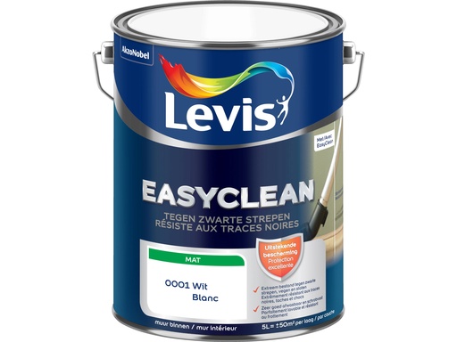 Levis EasyClean Muurverf tegen Zwarte Strepen Mat 5l Wit