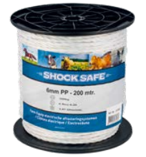 [19-957] Shock Safe Budget Koord PP 6mm -6 RVS - 200m Wit 