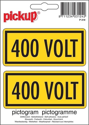 [P219] Sticker 400 volt - 100x50mm  2 stuks