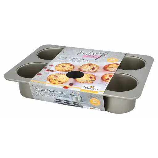 [B886537] Bakers Best Jumbo Muffinvorm 22x31xh5,5cm Losse Bodem - Non-stick