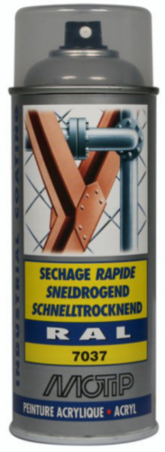 [07024] MOTIP INDUSTRIAL LAK HOOGGLANS RAL 7037 STOF GRIJS 400ML