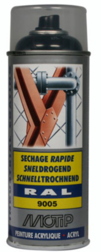 [07236] MOTIP INDUSTRIAL LAK HOOGGLANS RAL 9005 DIEP ZWART 400ML