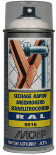 [07037] MOTIP INDUSTRIAL LAK HOOGGLANS RAL 9016 VERKEERS WIT 400ML