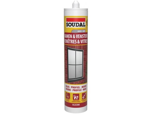 [102257] SOUDAL SILICONE RAMEN&VENSTERS GRIJS 300ML