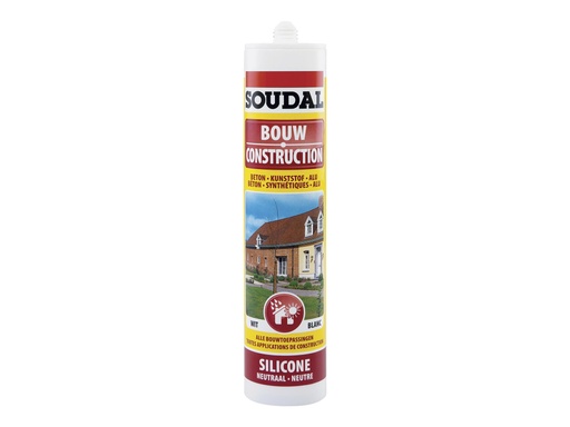 [102253] SOUDAL SILICONE NEUTRAAL BOUW WIT 300ML