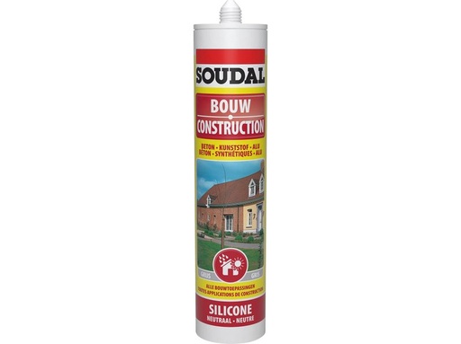 [102276] SOUDAL SILICONE NEUTRAAL BOUW GRIJS 300ML