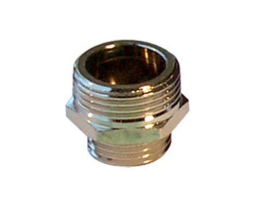 [A27285] Dubbel Verloopnippel Chroom 3/4"X1/2"